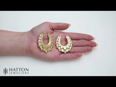 9ct Yellow Gold Large Traditional Creole Hoope Earrings - 40mm