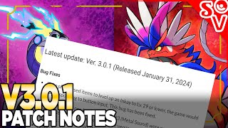 Version 3.0.1 Patch Notes for Pokemon Scarlet and Violet