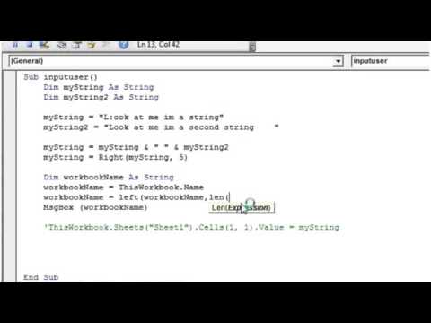 Excel 2010 VBA Tutorial 9   String Methods 360p