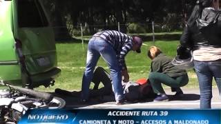 Choque moto y camioneta en ruta 39