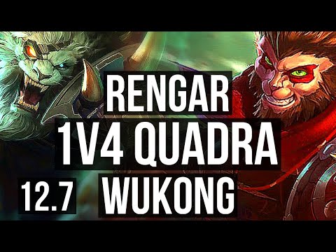 RENGAR vs WUKONG (TOP) | 1v4 Quadra, 17 solo kills, 24/5/5, Rank 11 Rengar | TR Master | 12.7