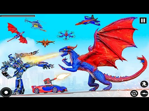 Flying Dragon Robot Game: Yellow Multiple Robot Transforming Games 2021 - Android Gameplay