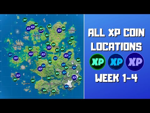 All 46 XP Coins Locations in Fortnite Week 1-4 (Green, Blue & Purple)! Fortnite Chapter 2 Season 3