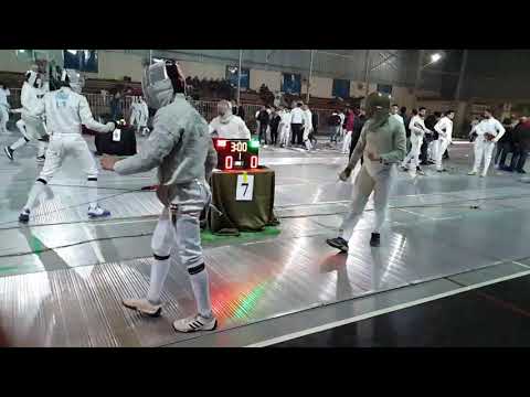 Sabre fencing slow motion parry and Riposte