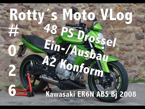 Kawasaki ER6N 2008 ABS Tutorial #026 48 HP Throttle Installation / Removal A2 Compliant