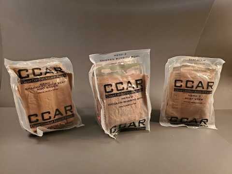 2025 CCAR MRE Review Advanced 24 Hour Ration All 3 Menus Spaghetti Chicken Burrito Beef Stew Testing