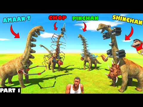 INSANE UPGRADED BRACHIOSAURUS FIGHT EACHOTHER in Animal Revolt Battle (PART 1) | SHINCHAN and CHOP
