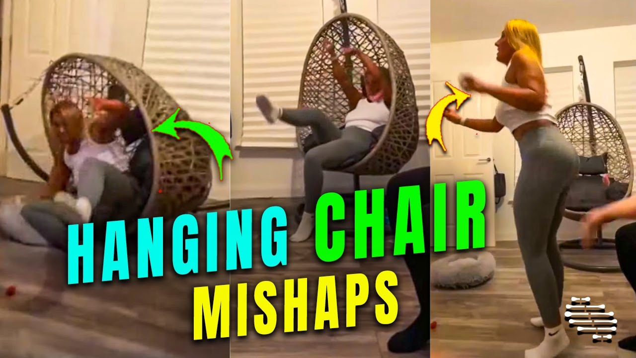 Girl Fall Over in the Egg Hanging Chair