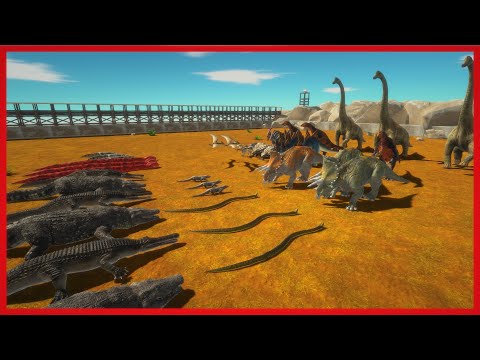 HERBIVORE DINOSAURS VS REPTILES (3vs3) - ANIMAL REVOLT BATTLE SIMULATOR