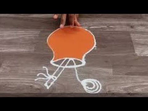 Simple rangoli for shri krishna janmashtami by Gauri || gopalkala special rangoli design with colour Video