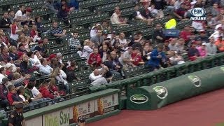 OAK@CLE: Fan makes nice catch in stands on foul ball