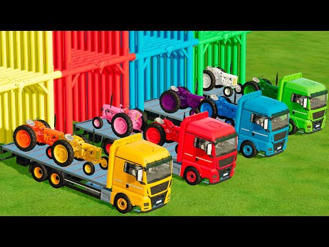 TRANSPORT OF COLORS ! TRANSPORTING MINI JOHN DEERE TRACTORS WITH TRUCK! Farming Simulator 22