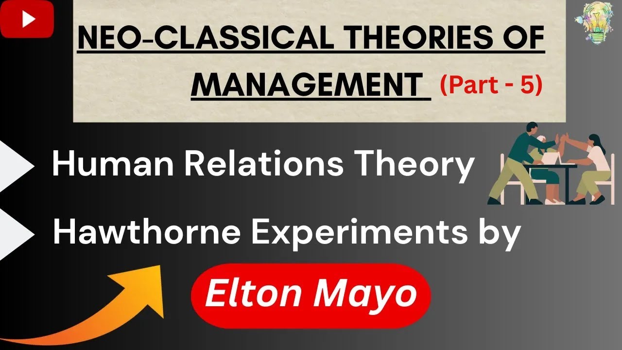 Neo-Classical Theory of Management | Human Relations Approach & Hawthorne experiments by Elton Mayo