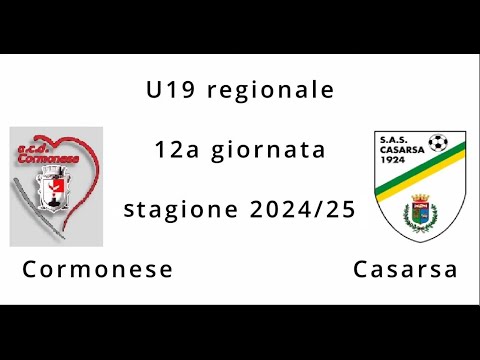 U17 Regionale 12a Giornata Cormonese vs Casarsa