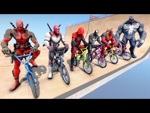 TEAM VENOM VS TEAM DEADPOOL Super Bicycles Challenge - GTA V MODS