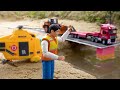 Rescue Police Car From The Hand In Cave With Construction Vehicles Fire Truck BIBO TOYS