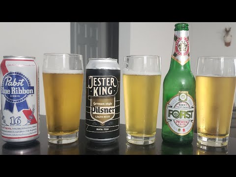 Pabst Blue Ribbon vs Jester King German Style Pilsner vs Forst Premium Lager