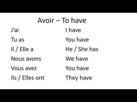 Avoir au présent - Present tense of to have