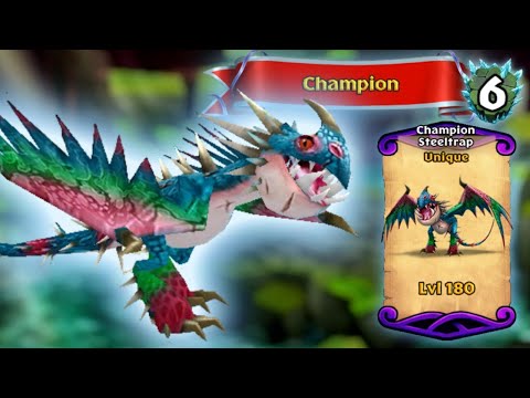 CHAMPION STEELTRAP — Unique Brawler Dragon Max Level 180 Titan Mode Showcase | Dragons: Rise of Berk