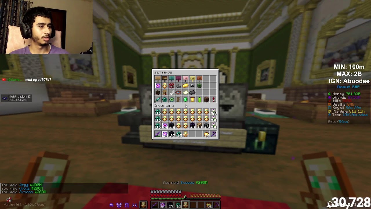 400m 💸 Per base BalTop #2 | Doing a Tons Of OG's | Wagering & PVPing | Donut SMP Live