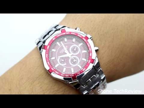 Unboxing XLORDX CURREN Analog Herren Uhr schwarz Quarzuhr Edelstahl silber Armbanduhr Rot