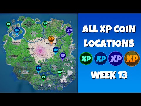 All 10 XP Coins Locations in Fortnite Season 5 Chapter 2 Week 13! (Green, Blue, Purple, and Gold)