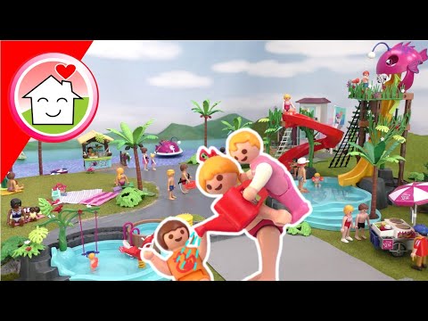 Playmobil Familie Hauser - Ein Tag im neuen Seeuferpark mit Familie Overbeck - Aquapark Geschichte