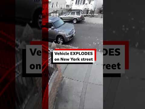Video | Watch moment car explodes on a quiet residential New York street. #Explosion #NewYork #BBCNews