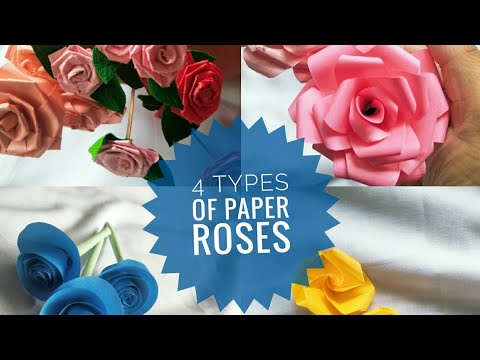 4 Types of paper roses |Paper crafts | Flowers with paper| Hand crafts.