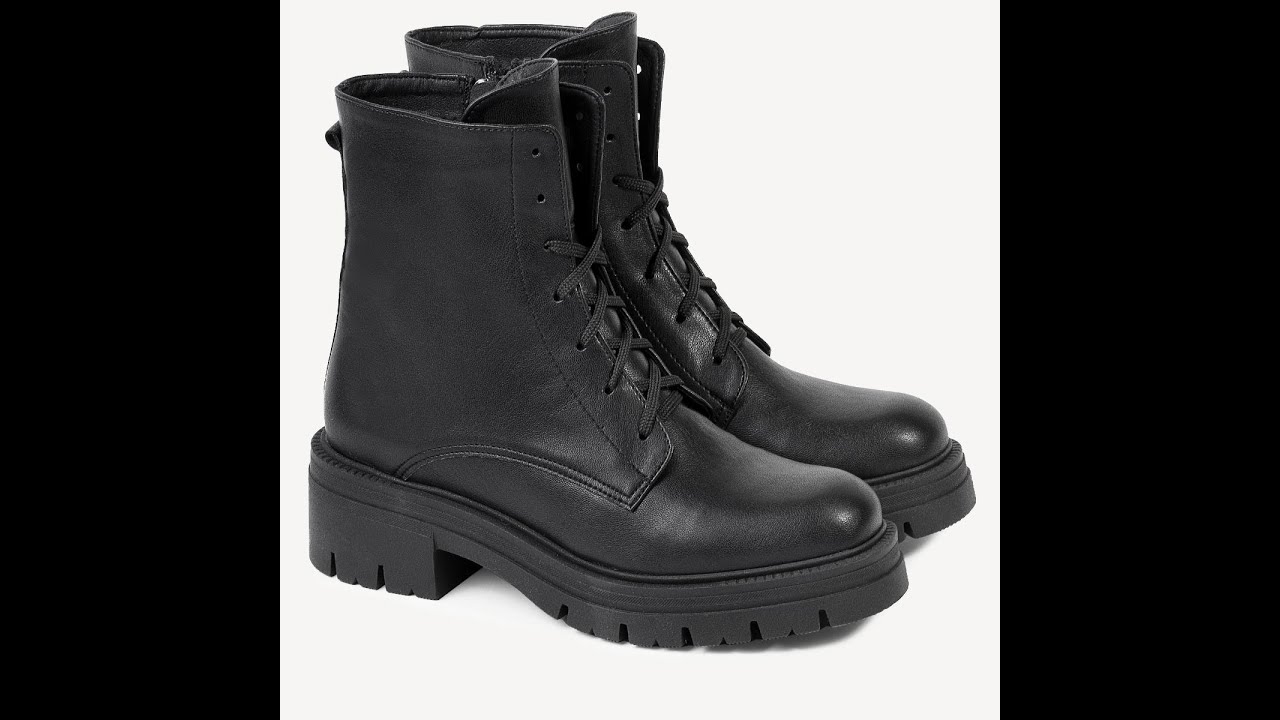 Damskie botki trzewiki na grubej podeszwie Marisol czarne