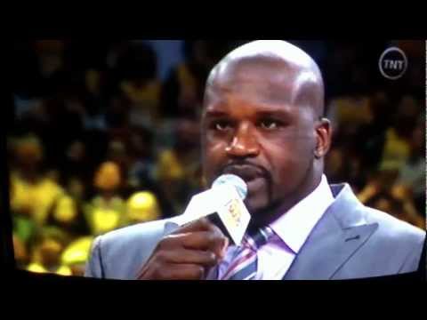Shaq's Laker Jersey retirement ceremony