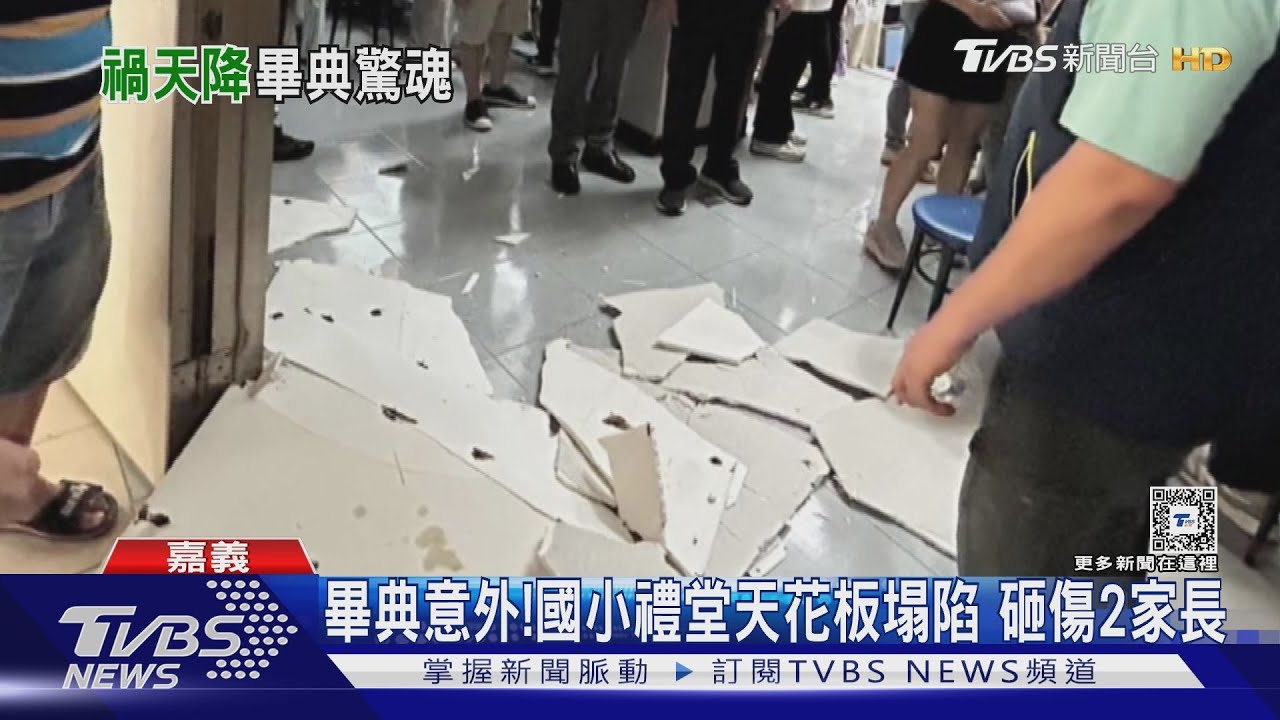 畢業典禮現場禮堂天花板竟然塌了 砸傷2名家長