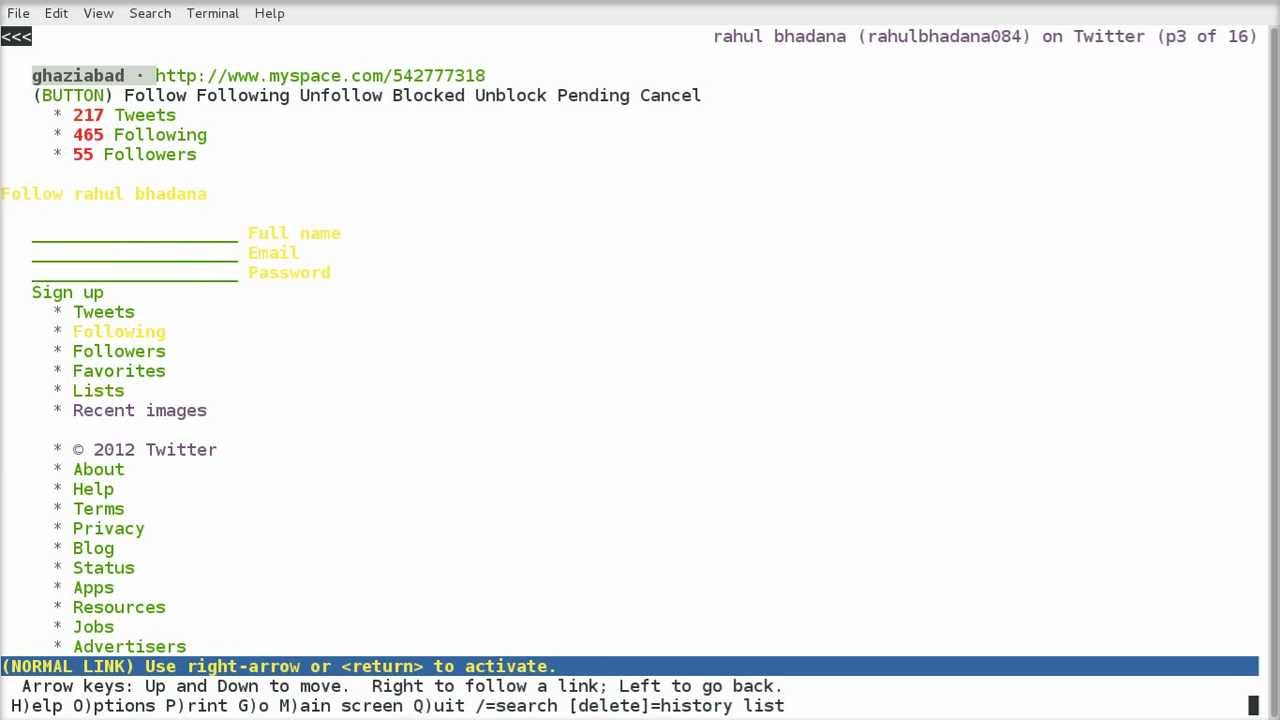 how to browse internet on Linux terminal using text based browser lynx