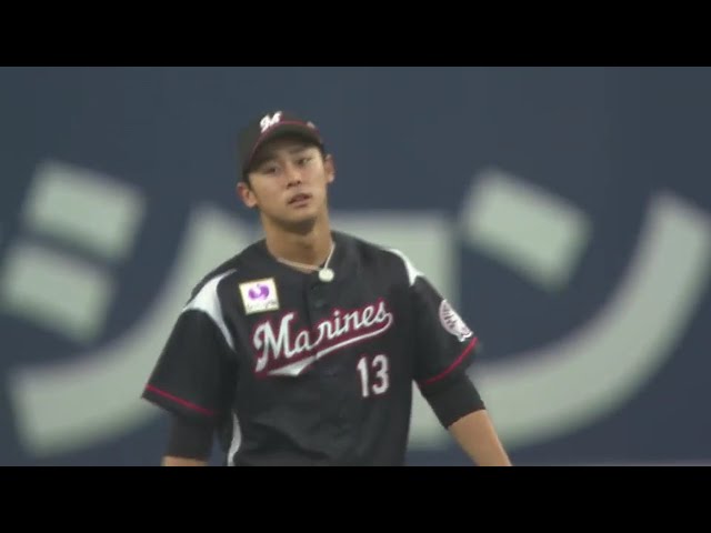 【9回裏】若手が守備で躍動!! マリーンズ・平沢のジャンピングキャッチ!! 2017/4/13 Bs-M