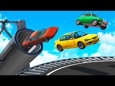 We Shot Cars out of Cannons onto Trampolines and Broke Everything in BeamNG Multiplayer!