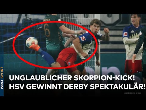 BUNDESLIGA: Unglaublicher Skorpion-Kick! HSV gewinnt Nord-Derby gegen Werder Bremen spektakulär!