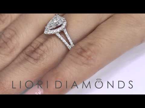 ER-SOLD-037 - 1.55 Carat GIA Certified D-VVS1 Pear Shape Diamond Engagement Ring 18k Pave Halo