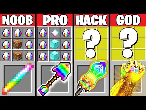 Minecraft Battle: RAINBOW CRAFTING CHALLENGE - NOOB vs PRO vs HACKER vs GOD in Minecraft Animation