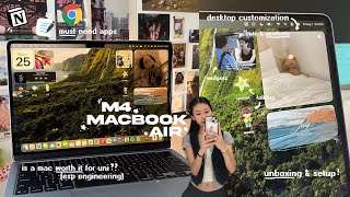 MACBOOK AIR M4 UNBOXING & REVIEW 💻⊹♡ customizing desktop, aesthetic widgets, new features, worth it?