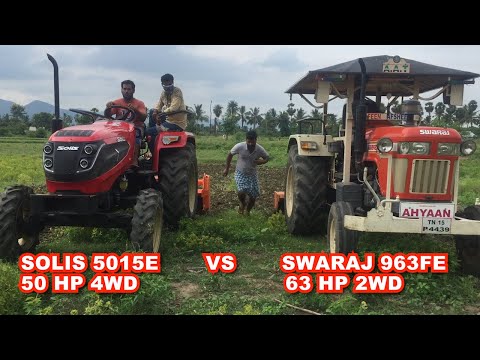 Solis 5015 E 50 HP 4WD Tractor Demo Solis 50 HP Vs Swaraj 963 FE 63 HP 2WD Challenge #AATTractors