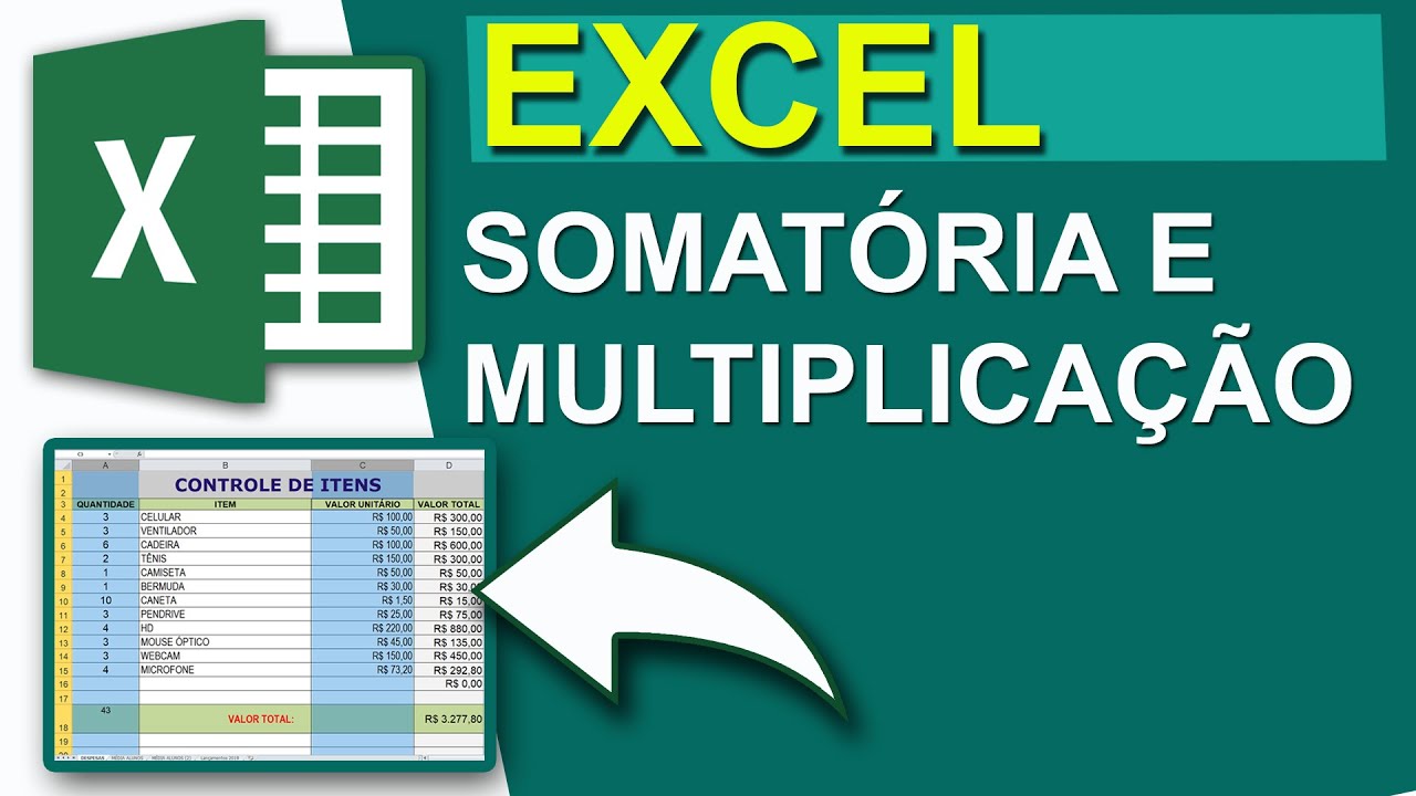 EXCEL: FÓRMULA p/ SOMATÓRIA e MULTIPLICAÇÃO | SIMPLES E FÁCIL