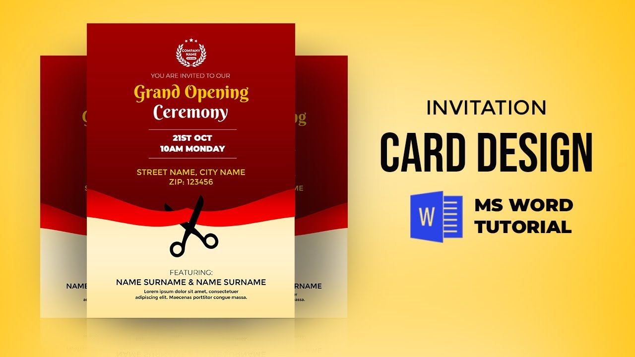 Invitation Card Design in MS Word | Grand Opening Invitation Card Design | Microsoft Word Tutorial