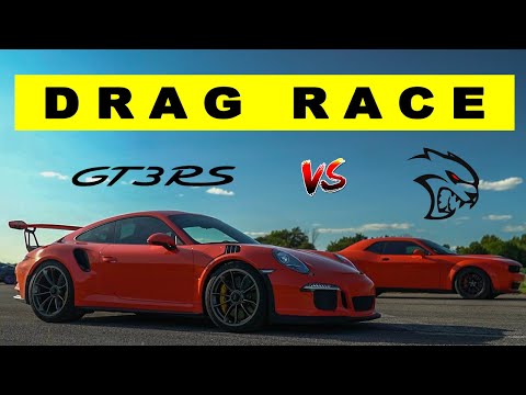 Thumbnail for Porsche 911 GT3 RS vs Dodge Challenger Hellcat Widebody. Drag and Roll Race. by Porsche GT3
