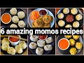 6 easy momos recipes | 6 ways of dumplings design | 6 वेज मोमोज रेसिपी | street style momos 
