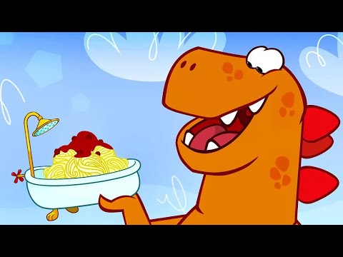 Om Nom Cafe  🍰 Hungry Dinosaur 🦖  Funny cartoons for kids
