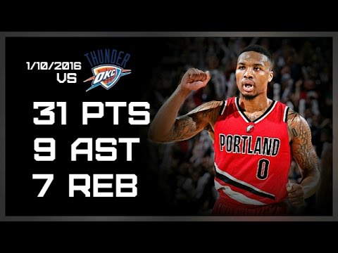 Damian Lillard Full Highlights vs Thunder - 31 pts, 9 ast, 7 reb (1/10/2016) NBA HD