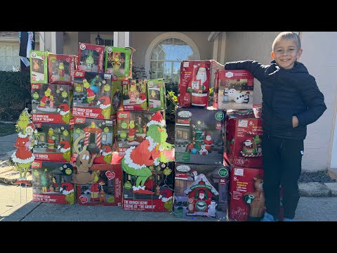 Christmas inflatables display 2025 NEW! #cristmasdecor #christmas #inflatable #gemmy #grinch #santa 