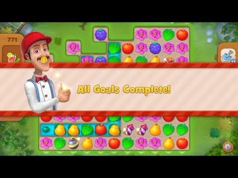 Gardenscapes Level 771 With No Boosters - Hard Level - Bonus Scene With Austin - Day Complete!