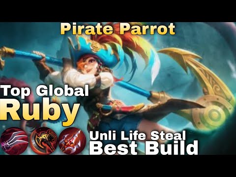 RUBY NEW "STARLIGHT" SKIN (PIRATE PARROT) | RUBY BEST BUILD | TOP GLOBAL RUBY GAMEPLAY | MLBB