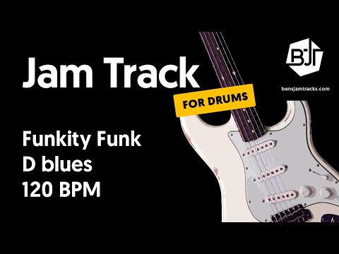 Funk Jam Track in D blues (for drums) "Funkity Funk" - BJT #43